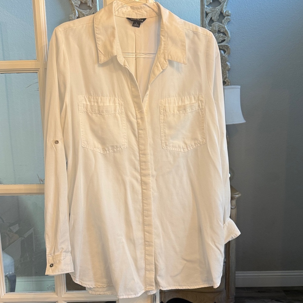 White Terre Bleue Button-Up Shirt L